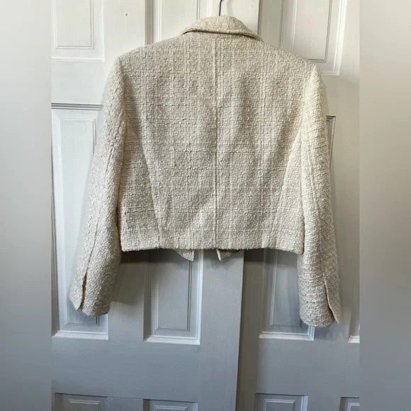 Zara Womens White Bone Gold Buttons Cardigan Sweater Size M - Picture 6 of 12